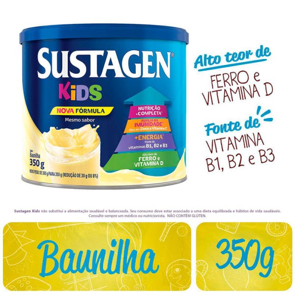 Encontraproduto.com.br - Pack Pó para Preparo de Bebida Baunilha Sustagen Kids Lata 700g 2 Unidades Grátis 30% de Desconto na Segunda Lata