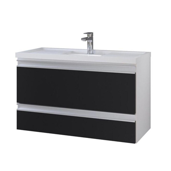 Gabinete De Banheiro Com Cuba Treviso 80cm Branco/preto - Mgm