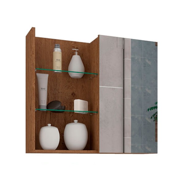 Encontraproduto.com.br - Espelheira para Banheiro Jasmim 60cm Amêndoa - MGM MÓVEIS