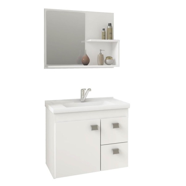 Encontraproduto.com.br - Gabinete Isa MGM 55cm para Banheiro com Espelheira - Branco