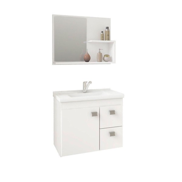Encontraproduto.com.br - Gabinete Isa MGM 55cm para Banheiro com Espelheira - Branco