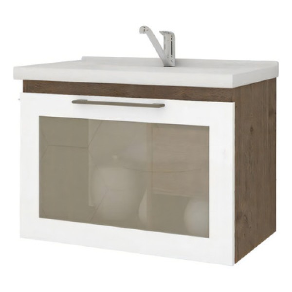 Gabinete Bia MGM 55cm para Banheiro com Espelheira - Branco/Preto