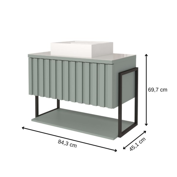 Encontraproduto.com.br - Gabinete Banheiro 80cm Mdf 20x20 1 Prt Basculante Pistache Móvel Metalon Pistache
