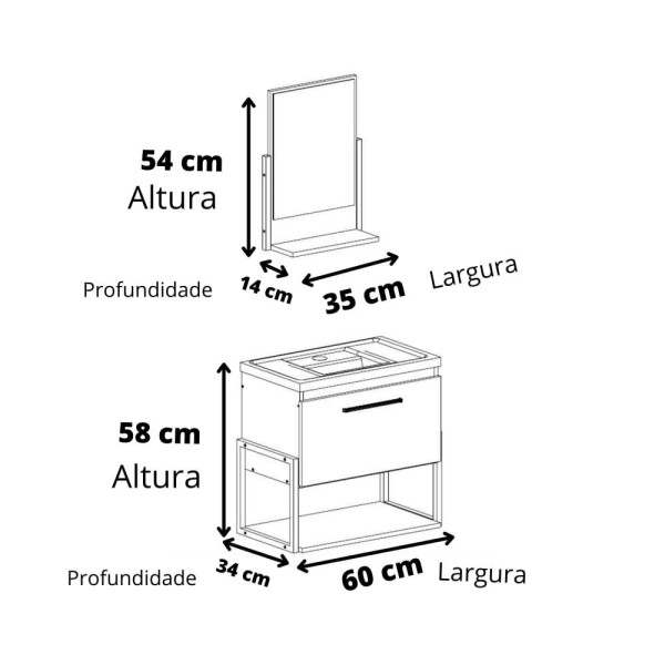 Encontraproduto.com.br - Gabinete Ipanema MGM 60cm Metalon para Banheiro com Espelheira - Pistache