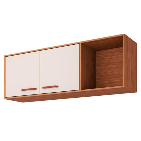 Encontraproduto.com.br - Armário Aéreo para Cozinha Slim 113x40x30cm MDF Freijó/Off White