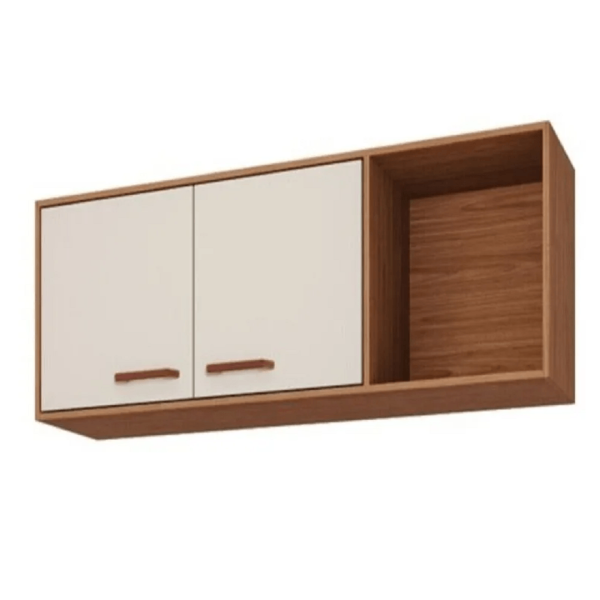 Encontraproduto.com.br - Armário Aéreo para Cozinha Slim 113x40x30cm MDF Freijó/Off White