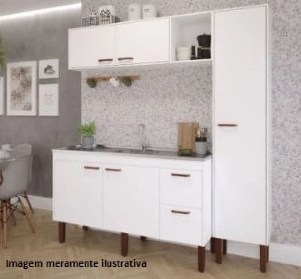 Encontraproduto.com.br - Armário Paneleiro para Cozinha Slim 42,4x205x30cm MDF Branco