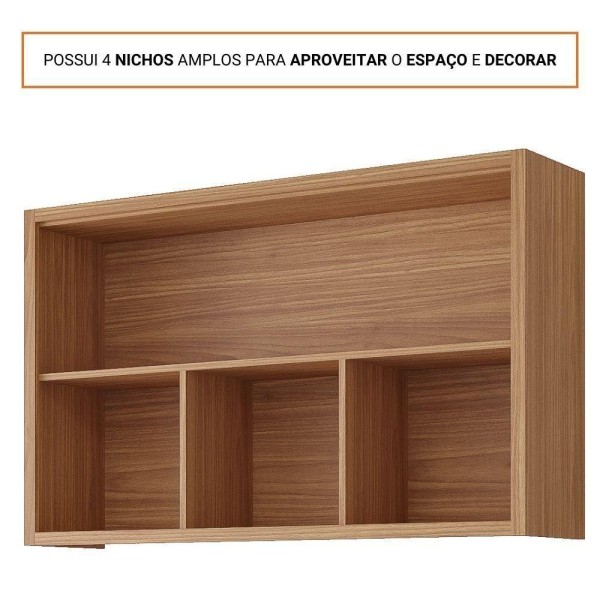 Encontraproduto.com.br - Armário Aéreo 120cm 1 Porta Nichos Eloise MGM Móveis