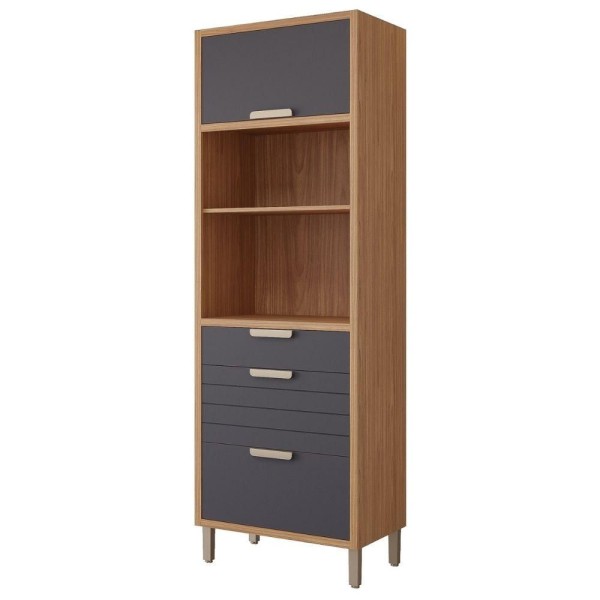Torre Quente mdf 70cm 2 Nichos p- Forno 2 pts E 2 Gavetas Mgm Móveis Freijó-titanium