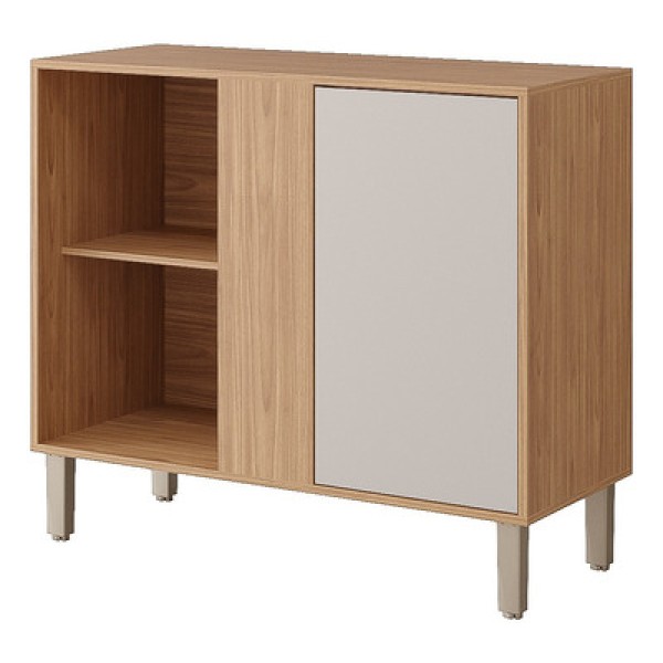 Balcão de Canto MGM Divina 92cm 01 Porta com Tampo MDF - Freijó/Off White