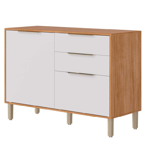 Encontraproduto.com.br - Balcão MGM Divina/Celeste 120cm 02 Portas com Tampo - Cinamomo/Off White