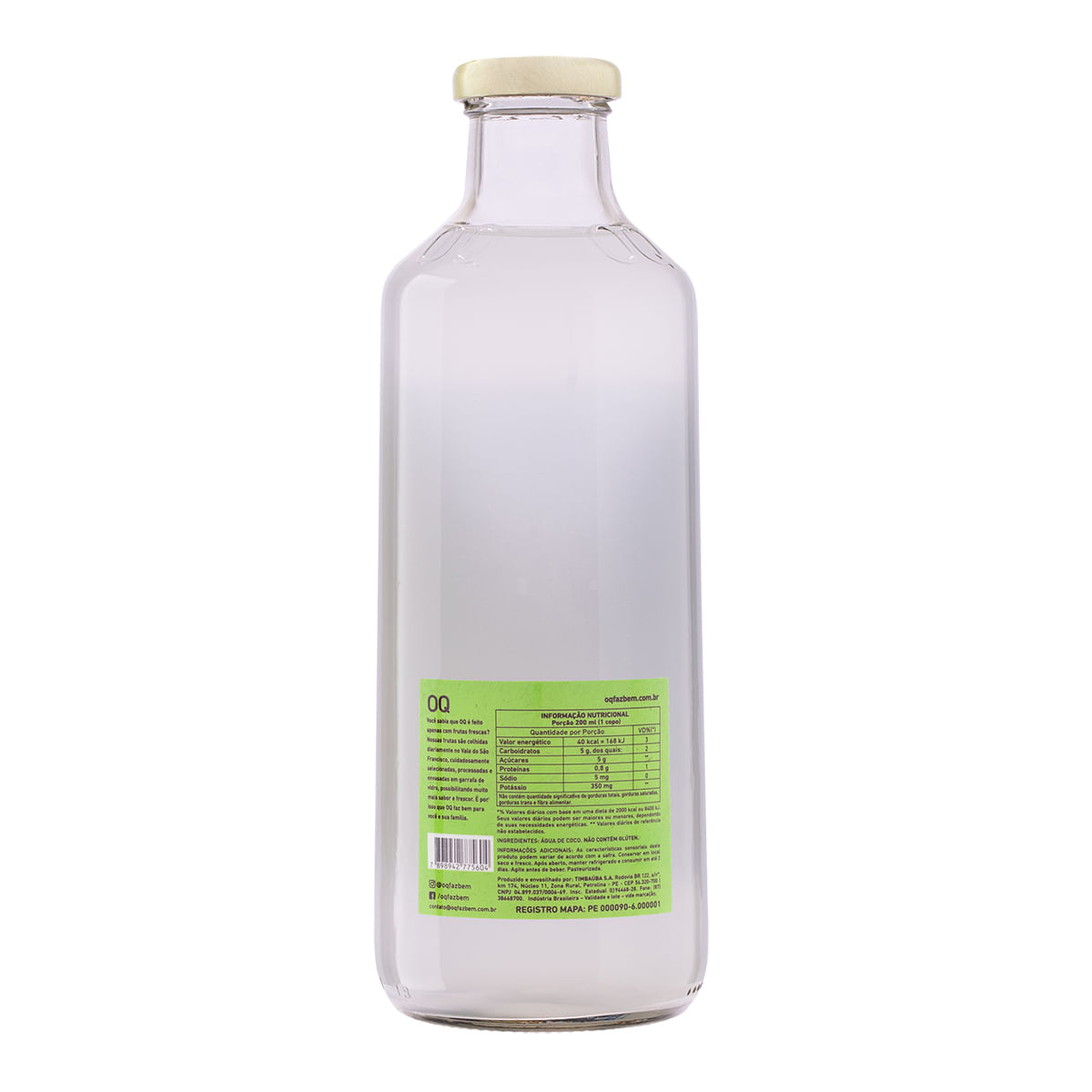 Encontraproduto.com.br - Água de Coco Natural OQ Garrafa com 1L