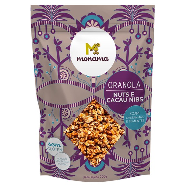 Encontraproduto.com.br - Granola Nuts e Cacau Nibs  Sem Glúten 200g - Monama