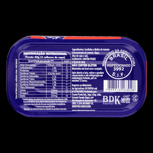 Encontraproduto.com.br - Sardinha Robinson Crusoe Tomate Lata com 84g