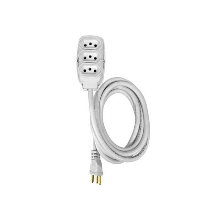 Encontraproduto.com.br - Extensão com 3 Tomadas Cabo PP 20 Amperes 5 Metros Branca