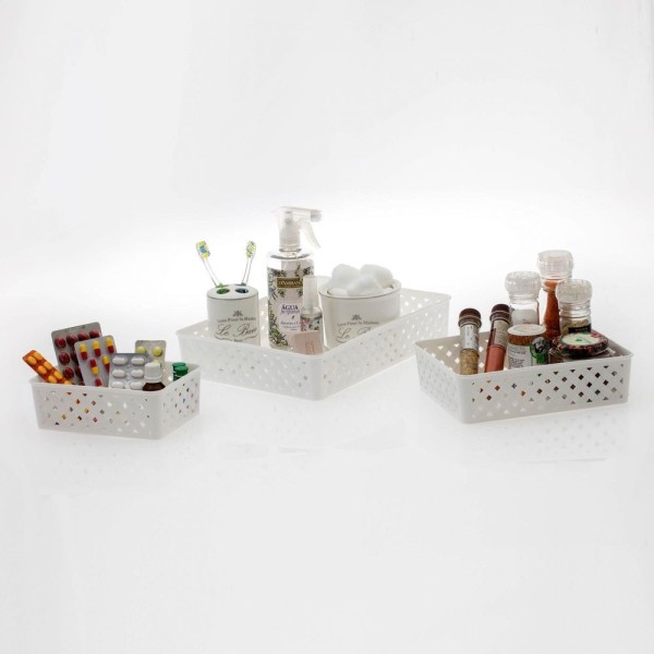 Encontraproduto.com.br - Jogo De Cestas Organizadoras Rattan Com 03 Peças