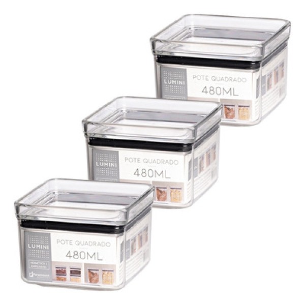 Pote Hermético Retangular 580ml em Plástico Paramount Plásticos
