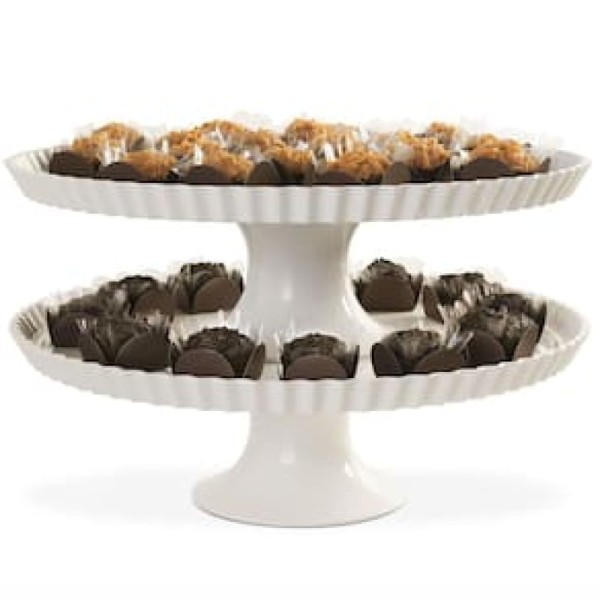 Encontraproduto.com.br - Boleira com Borda Buffet Branco 35,5x11,5cm Haus Concept
