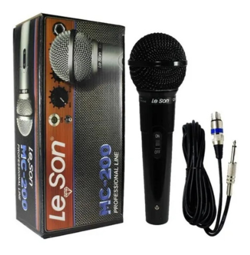 Microfone Vocal Com Fio MC-200 PRETO - Leson