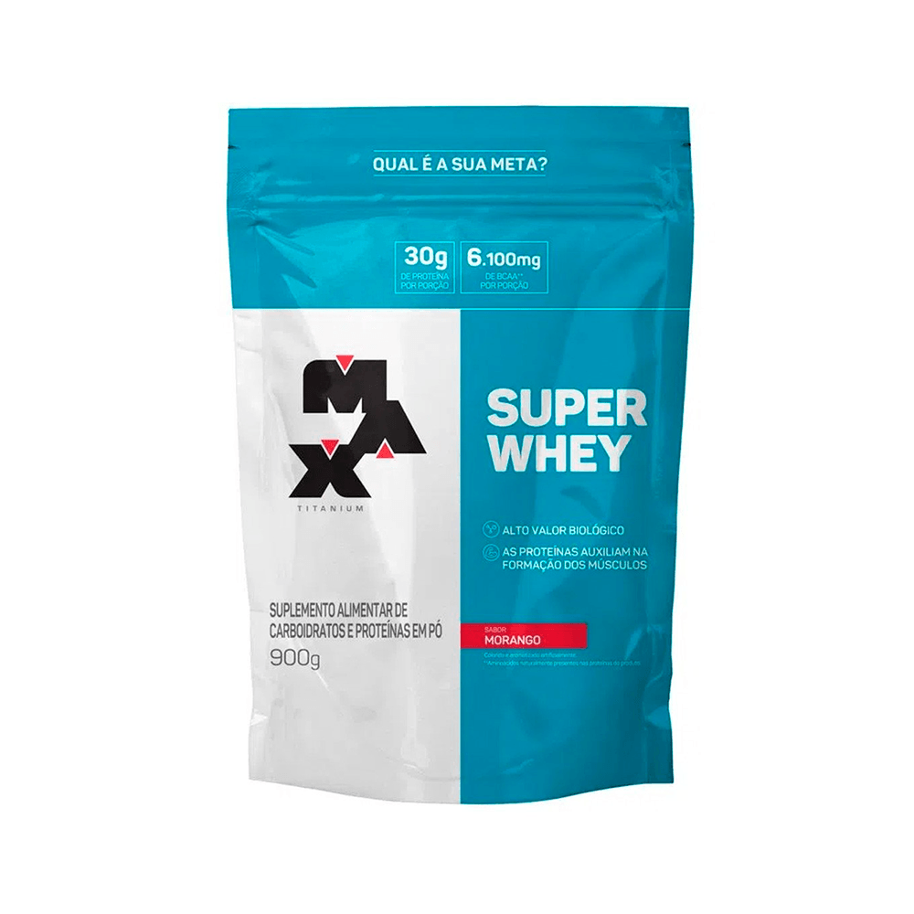 Encontraproduto.com.br - Whey Protein Super Max Titanium Pó Morango 900g Refil