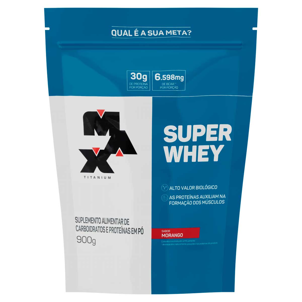 Encontraproduto.com.br - Whey Protein Super Max Titanium Pó Morango 900g Refil