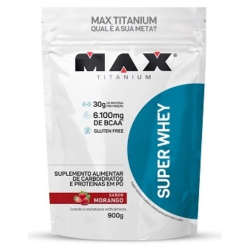 Encontraproduto.com.br - Whey Protein Super Max Titanium Pó Morango 900g Refil