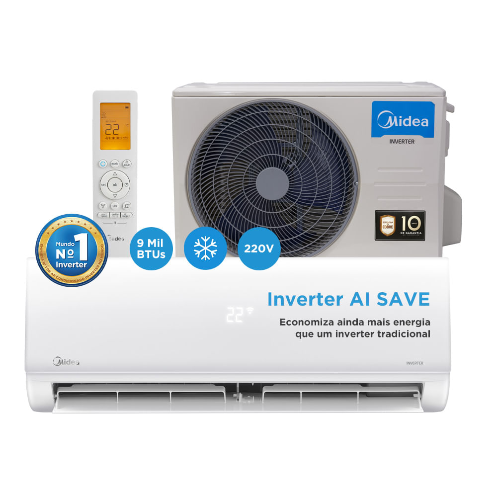 Encontraproduto.com.br - Ar Condicionado Split Hi Wall Inverter Midea Xtreme Save AI Connect 12000 BTU/h Frio 38AGVCJ12M5 – 220 Volts