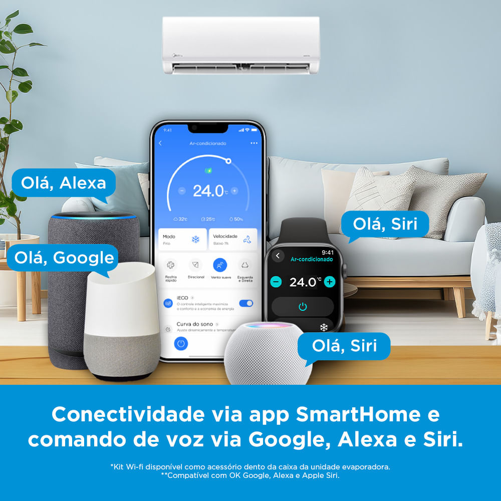 Encontraproduto.com.br - Ar Condicionado Split Hi Wall Inverter Midea Xtreme Save AI Connect 12000 BTU/h Frio 38AGVCJ12M5 – 220 Volts