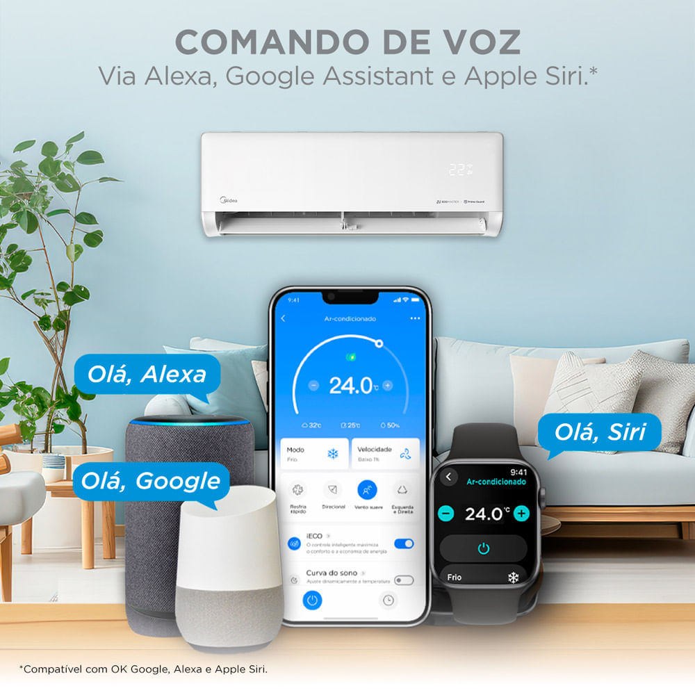 Encontraproduto.com.br - Ar Condicionado Split Hi Wall Inverter Midea AI Ecomaster 12000 BTU/h Frio 42EZVCA12M5 – 220 Volts