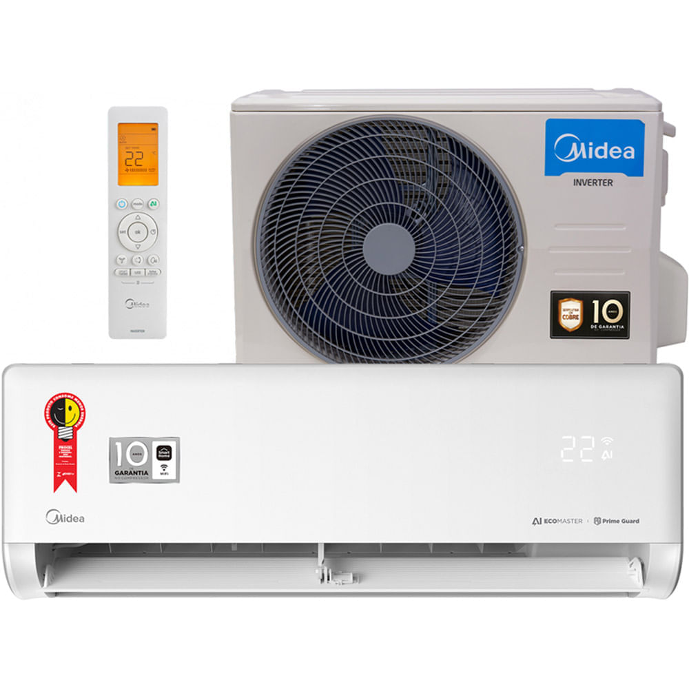 Encontraproduto.com.br - Ar Condicionado Split Hi Wall Inverter Midea AI Ecomaster 12000 BTU/h Frio 42EZVCA12M5 – 220 Volts