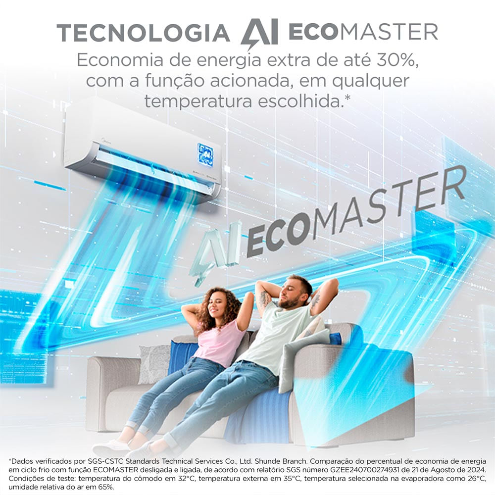 Encontraproduto.com.br - Ar Condicionado Split Hi Wall Inverter Midea AI Ecomaster 18.000 Btus Frio 220v R-32