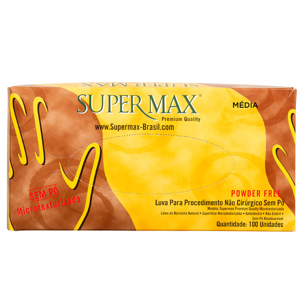 Encontraproduto.com.br - Luvas descartáveis Supermax Premium quality procedimento cor branco tamanho  P de látex com pó x 100 unidades 