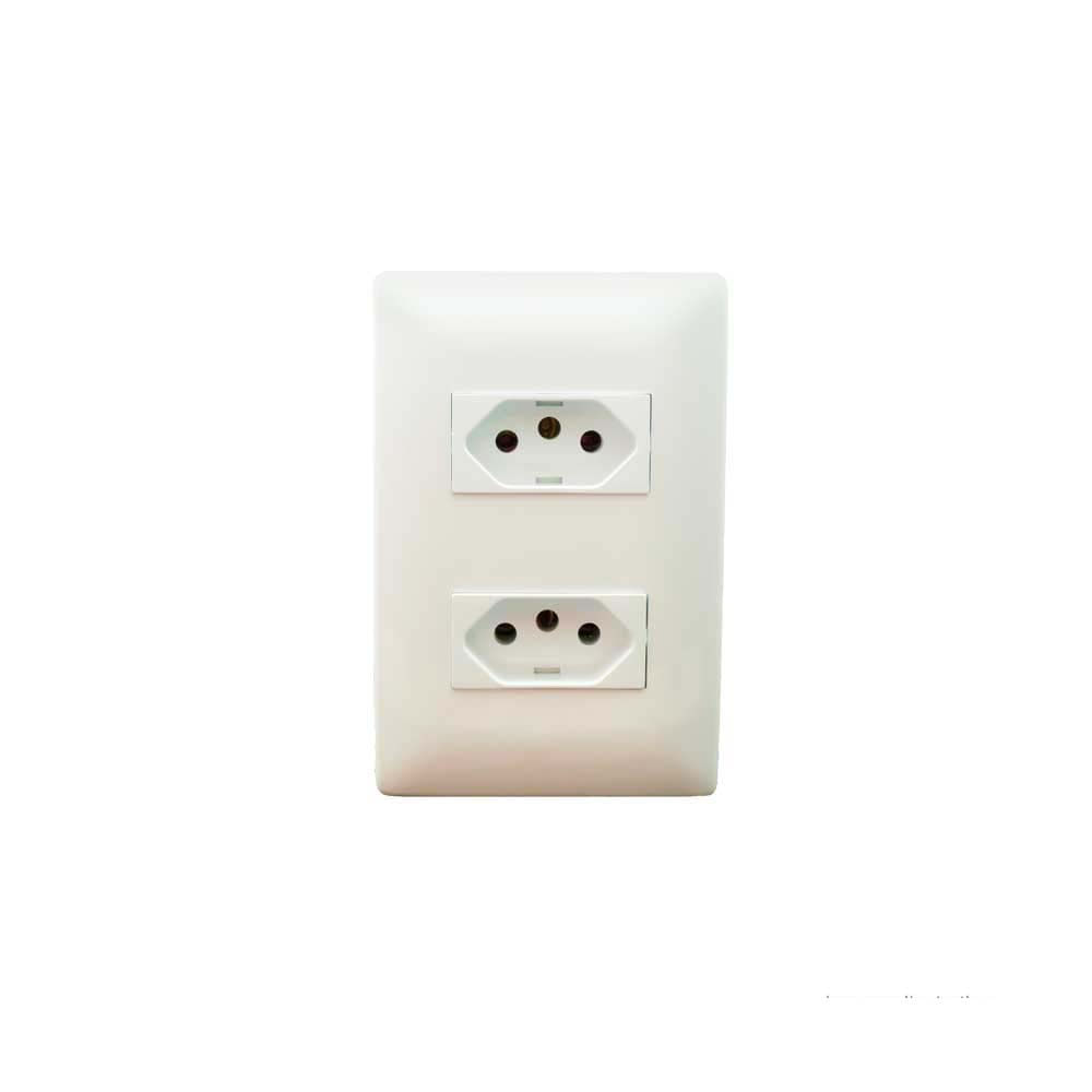Placa 4x2 tomada dupla 10A branca ON