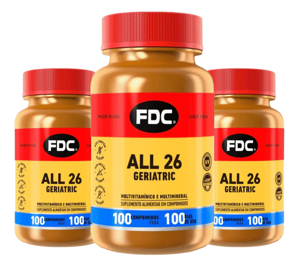Encontraproduto.com.br - Kit All-26 Geriatric FDC Polivitamínico 3 Unidades com 100 Comprimidos Cada