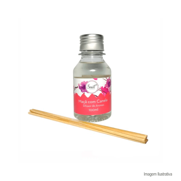 Encontraproduto.com.br - Mini difusor de aromas com palito 100ml maçã/canela - smell aromas
