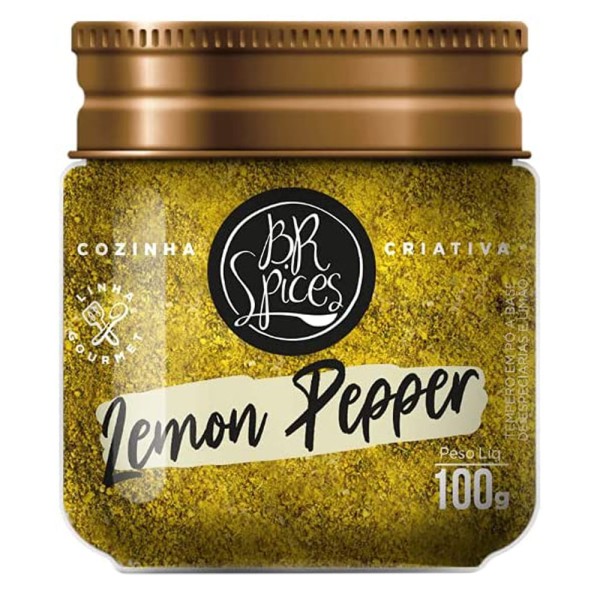 Encontraproduto.com.br - Tempero Pó Lemon Pepper BR Spices Gourmet Pote 100g