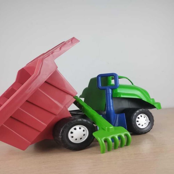 Encontraproduto.com.br - Caminhao Cacamba Articulavel Com Pa E Rastelo Carrinho Divertido Brinquedo De Praia Areia Terra