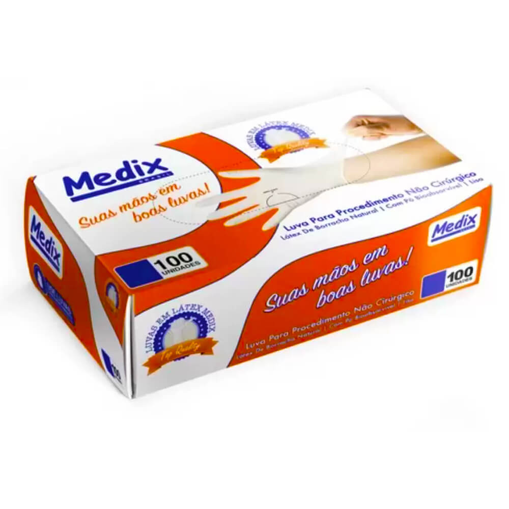 Encontraproduto.com.br - Luva de procedimento latéx top quality Tam M 100 unid L SRI222/23 V06/28  Medix