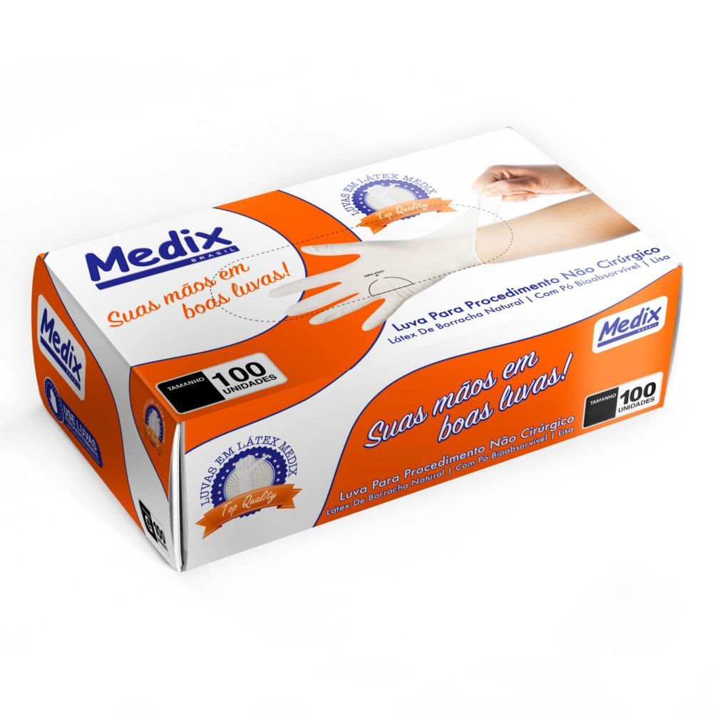 Encontraproduto.com.br - Luva de procedimento latéx top quality Tam M 100 unid L SRI222/23 V06/28  Medix