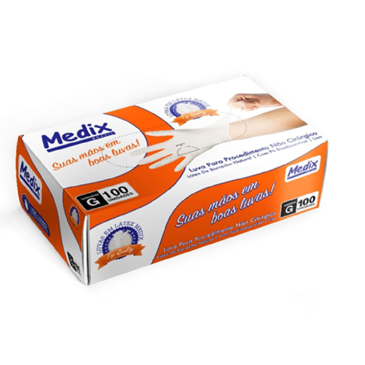 Encontraproduto.com.br - Luva de procedimento latéx top quality 100 unid Tam G L SRI226/23 V 06/28  Medix