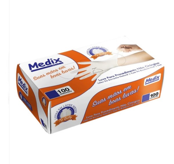 Luva de procedimento latéx top quality 100 unid Tam G L SRI226/23 V 06/28  Medix