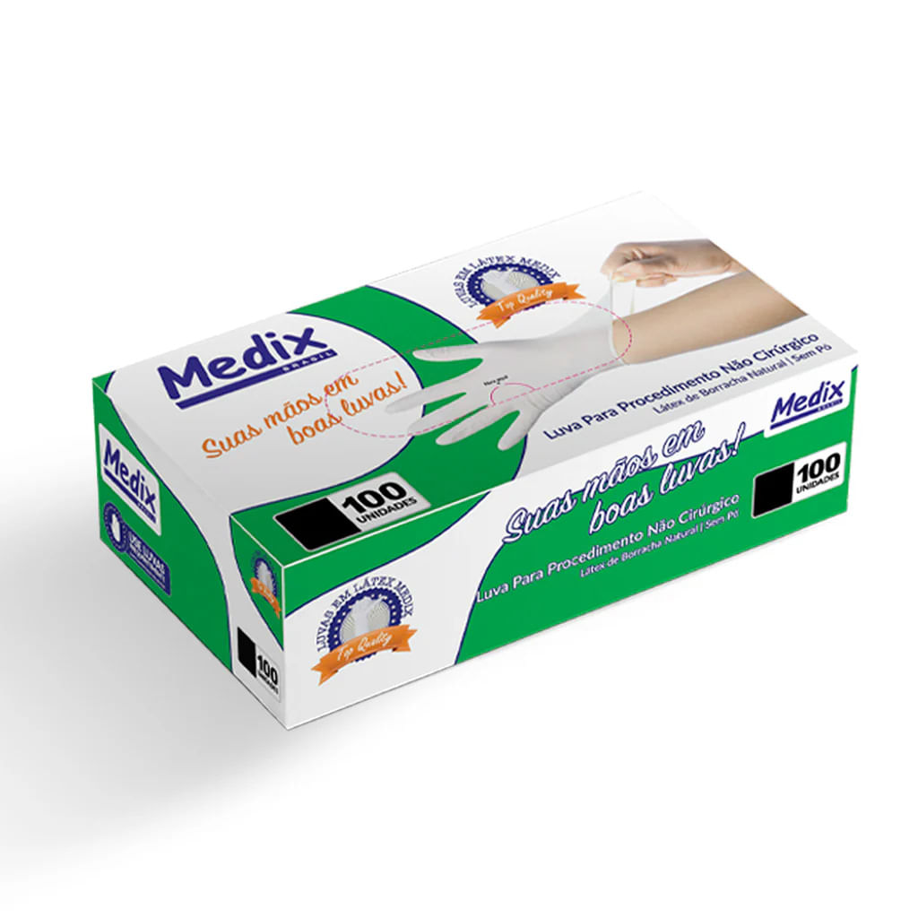 Encontraproduto.com.br - Luva Látex sem Pó M CA 44799 com 100 unidades Medix