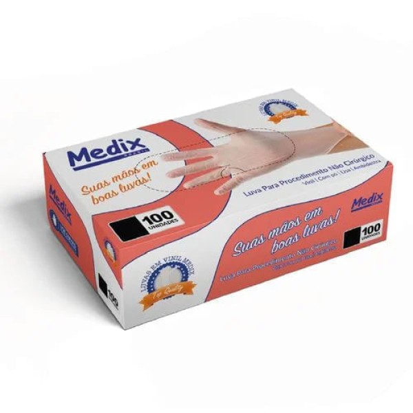 Encontraproduto.com.br - Luva Vinil com Pó P CA 44561 com 100 unidades Medix