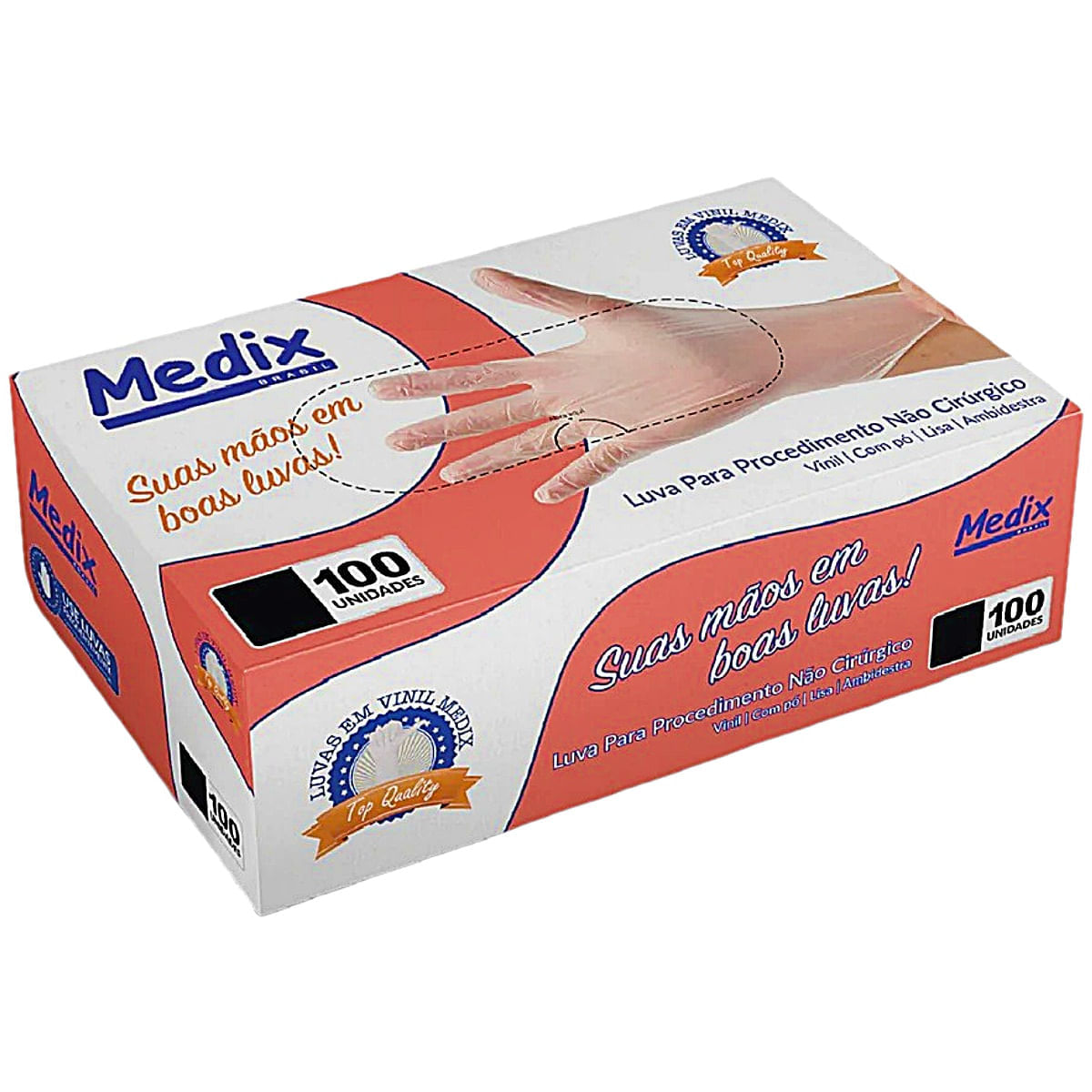 Encontraproduto.com.br - Luva Vinil com Pó M CA 44561 com 100 unidades Medix