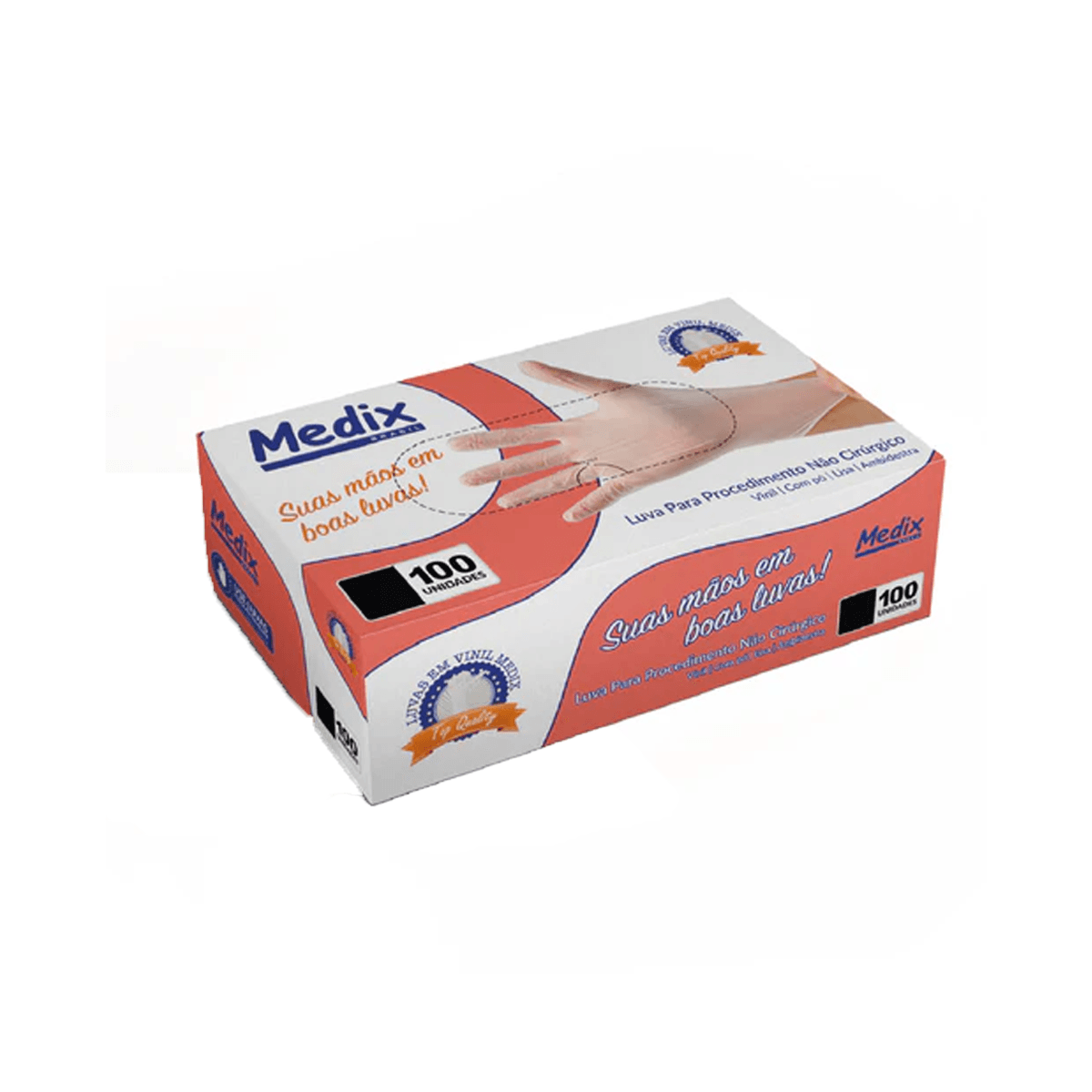 Encontraproduto.com.br - Luva Vinil com Pó M CA 44561 com 100 unidades Medix