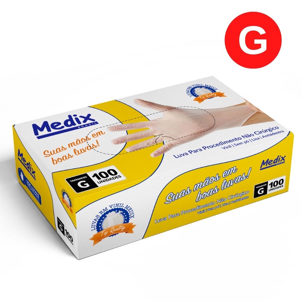 Encontraproduto.com.br - Luva Vinil sem Pó G CA 44562 com 100 unidades Medix