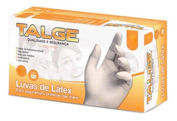 Luva de Látex Descartável Com Pó cor Natural Ambidestra G Cx/100. Para uso geral. CA: 41486