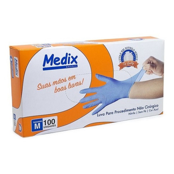 Luva Procedimento Nitrilica Medix Azul  Tamanho PP