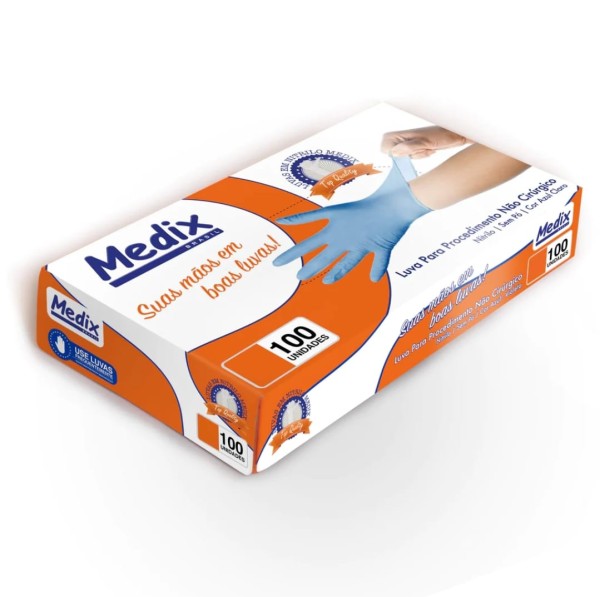 Encontraproduto.com.br - Luva Nitrílica sem Pó Azul P CA 40093 com 100 unidades Medix