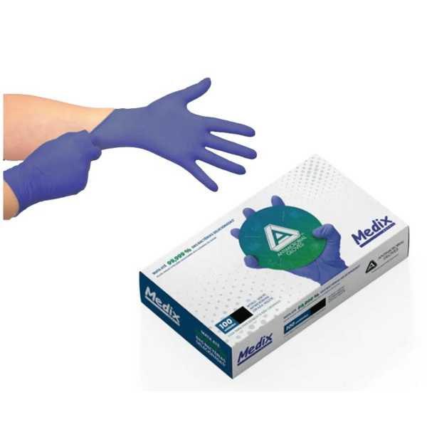 Encontraproduto.com.br - Luva Nitrílica sem Pó Azul P CA 40093 com 100 unidades Medix